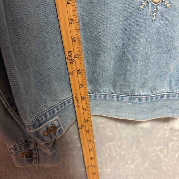Johnny Was Jacket Womens XS Blue Embroidered Iva Denim Jacket Long Sleeve - Picture 8 of 11